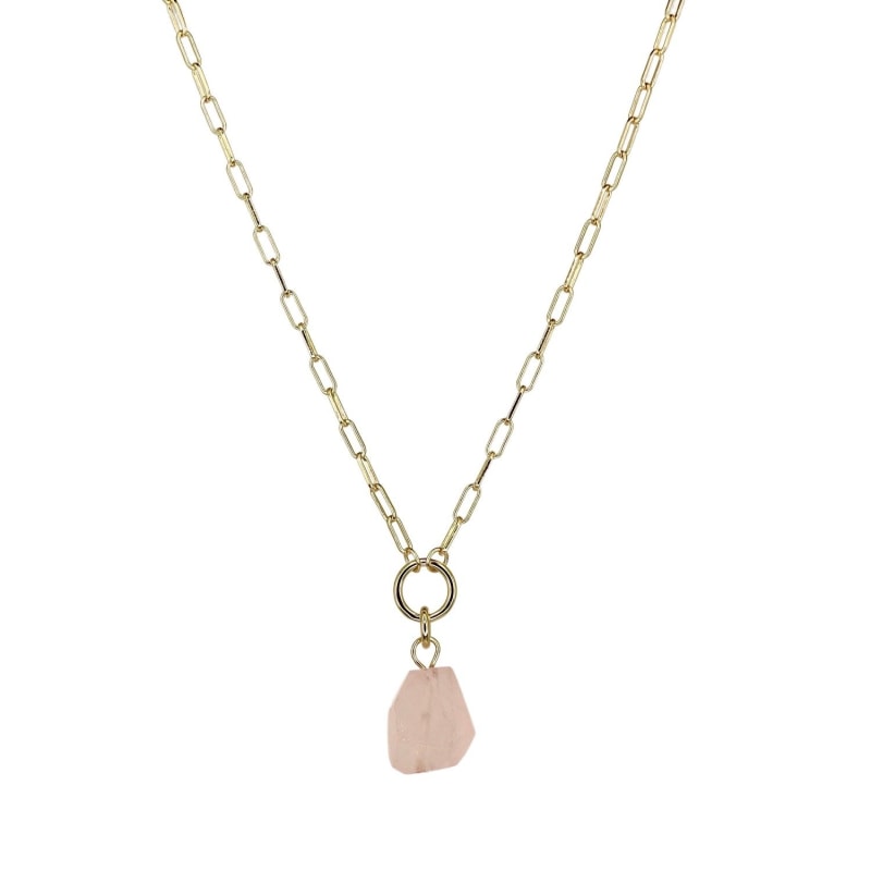 Thumbnail of Raw Rose Quartz Amara Necklace - Gold image