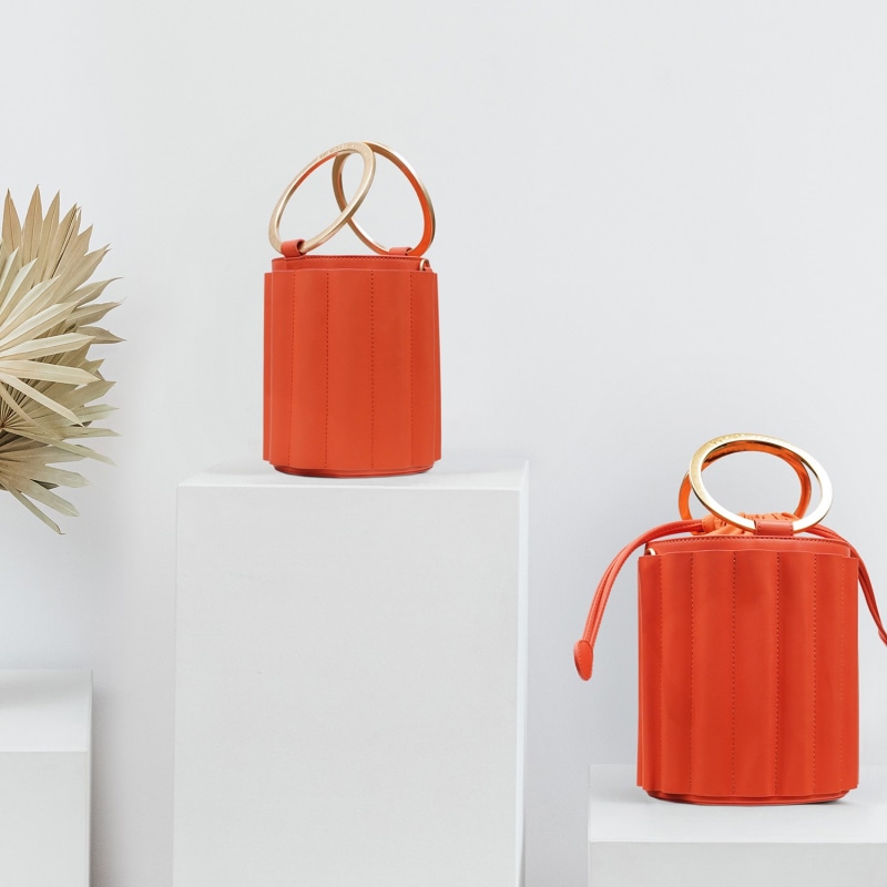 Thumbnail of Water Metal Handle Bucket Bag - Orange image