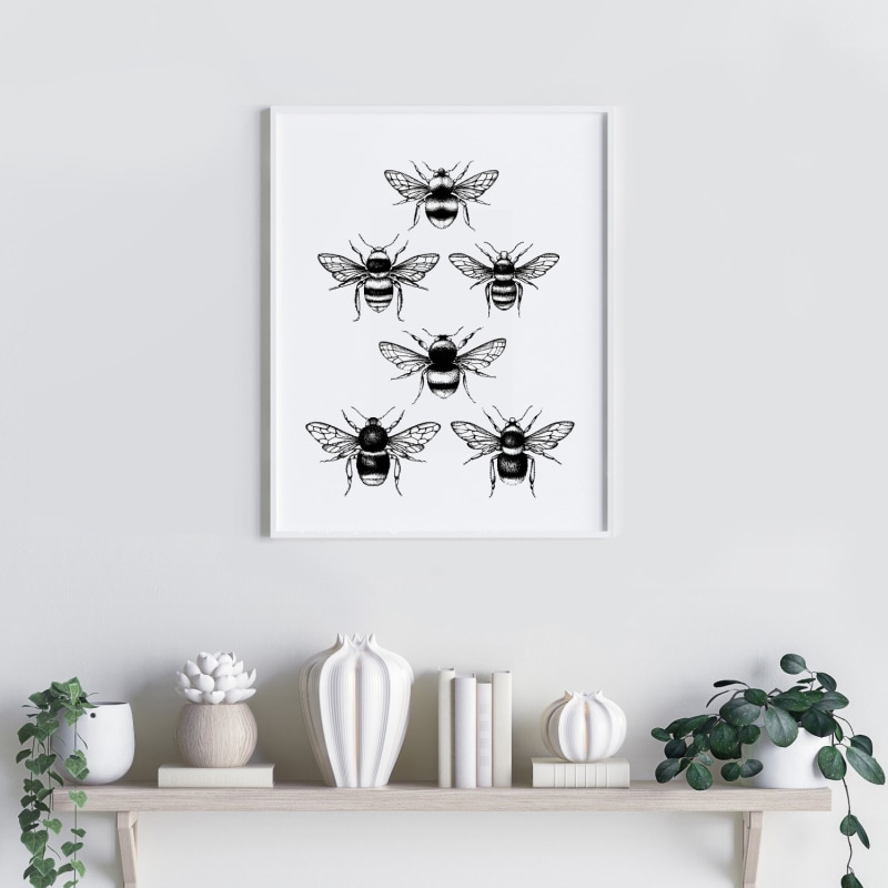 Thumbnail of 'British Bees' Fine Art Print A3 image