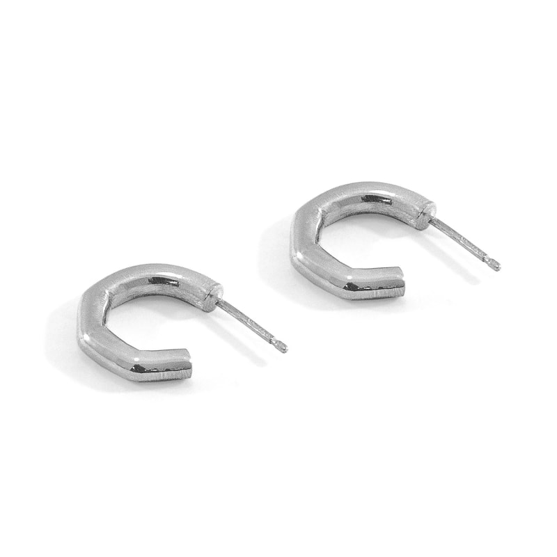 Thumbnail of Gilbert Angled Circle Geometric Silver Earring Studs image