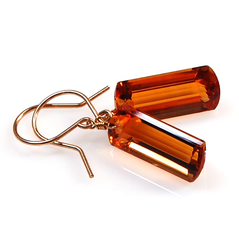 Thumbnail of Citrine Baguette Cut Solitaire Earrings in 14K Gold-Fill image