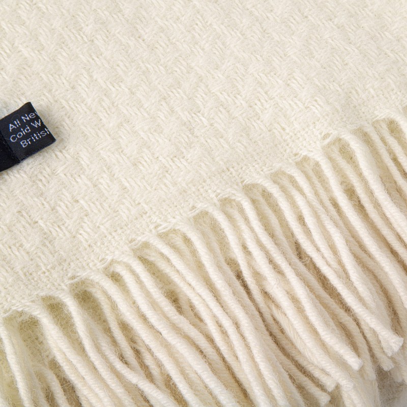 Thumbnail of Evening Tales Soft Pure New Wool Blanket - Contemporary Weave - Neutrals image