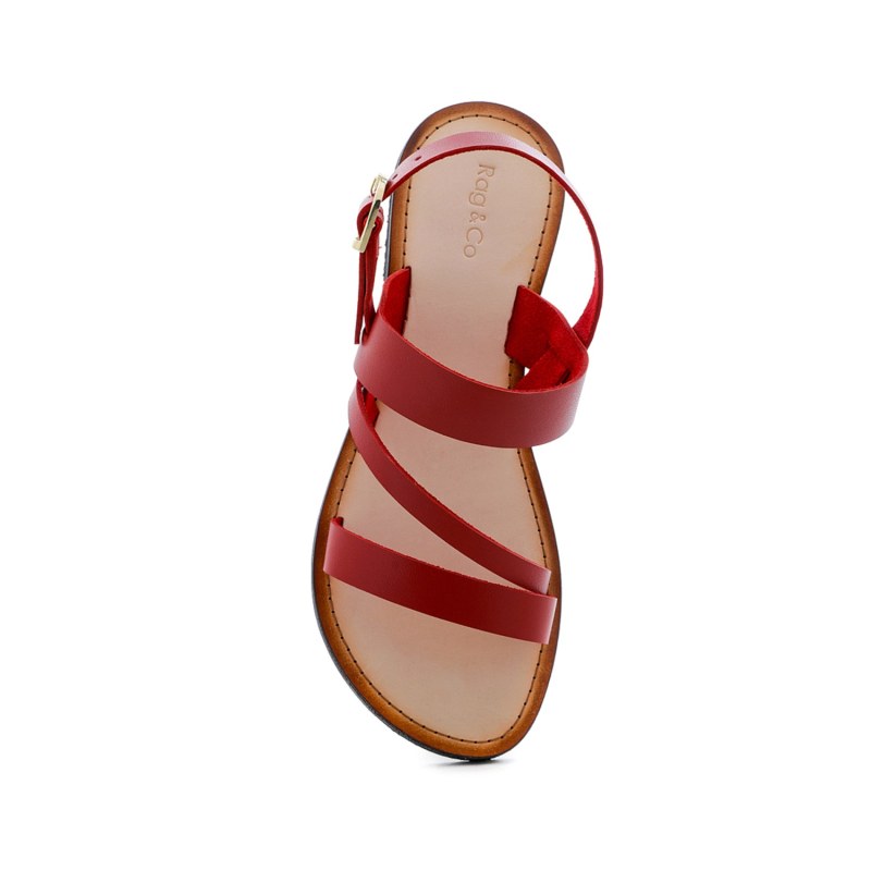 Red flat sandals with ankle strap online