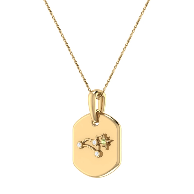 Thumbnail of Leo Lion Constellation Tag Pendant Necklace In 14 Kt Yellow Gold Vermeil image