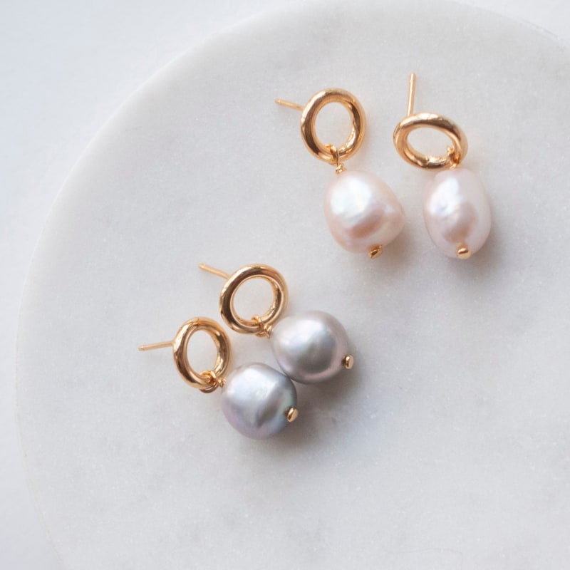 Thumbnail of Baroque Pearl Earring - Grey Pearl image