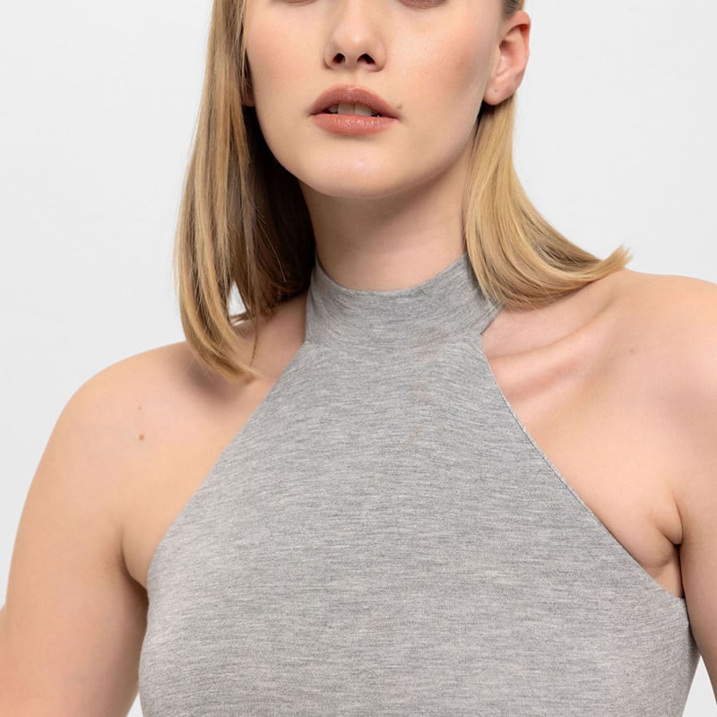 Thumbnail of High Neck Halter Top In Grey image