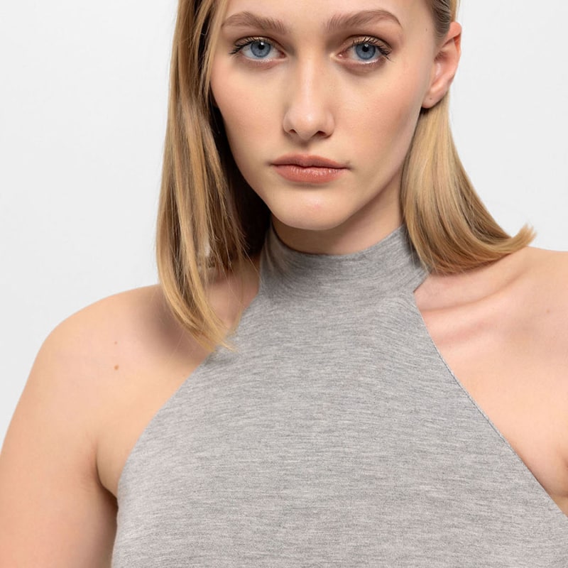 Thumbnail of High Neck Halter Top In Grey image