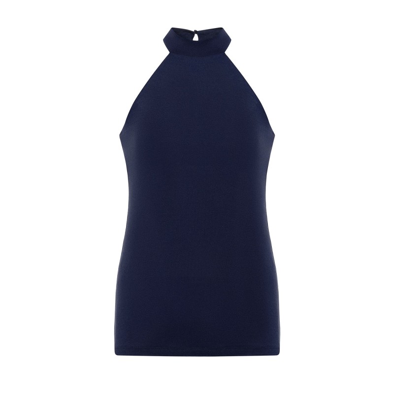 Thumbnail of High Neck Halter Top In Navy Blue image