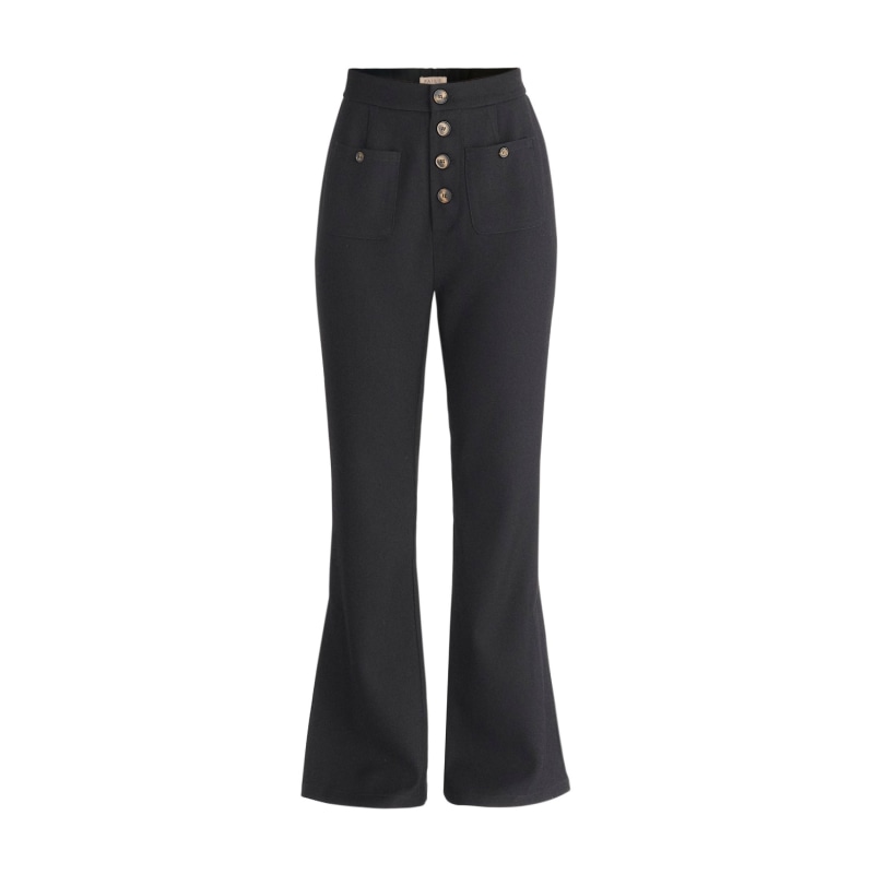 Black high waisted flared trousers sales