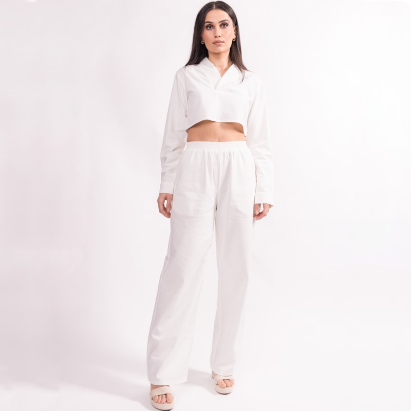 Thumbnail of High Waist Linen Trousers White image