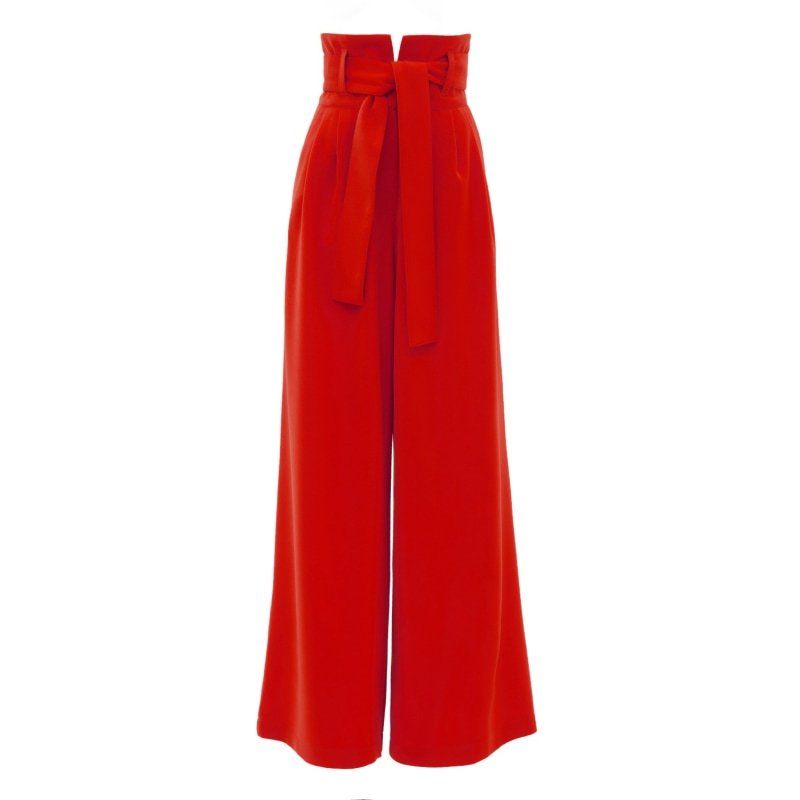 High Waist Long Wide Leg Trousers Red, Julia Allert