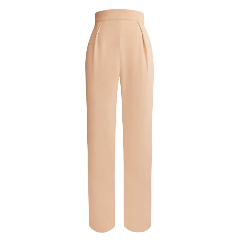 High-Waist Tapered Trousers - Beige, L'MOMO