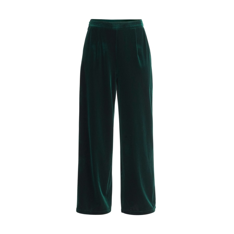 High Waist Velvet Trousers In Dark Green | PAISIE | Wolf & Badger