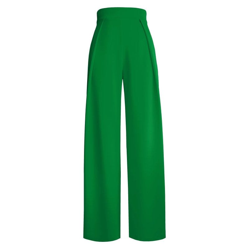 Dark Green High Waist Long Wide Leg Trousers, Julia Allert