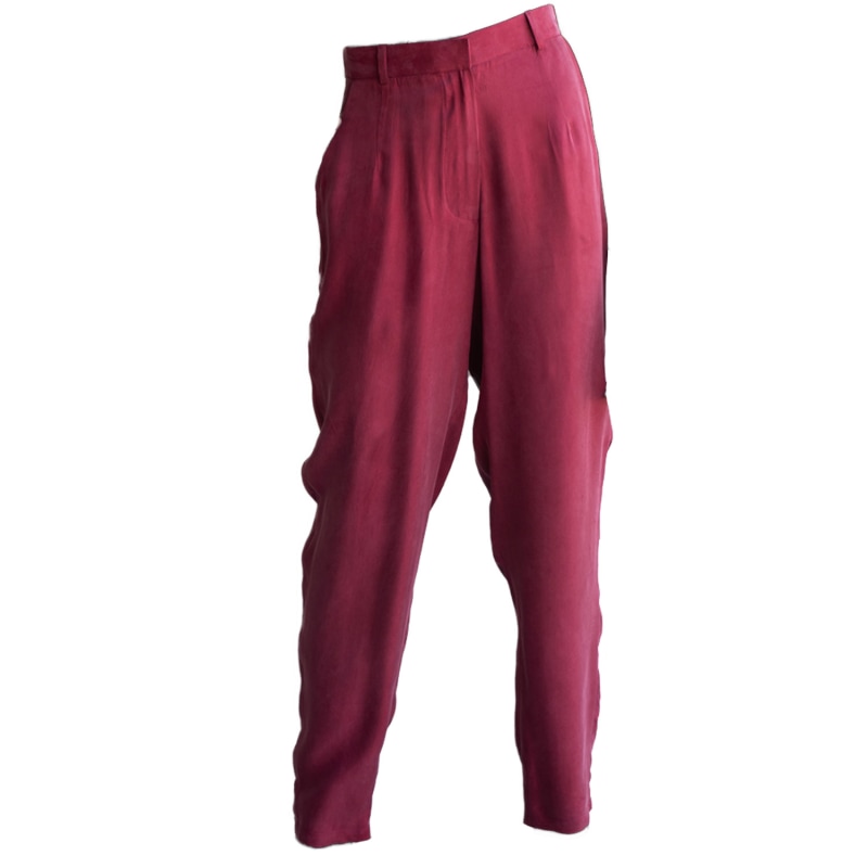 Thumbnail of High Waisted Cupro Tailored Pants With Pockets- Red image