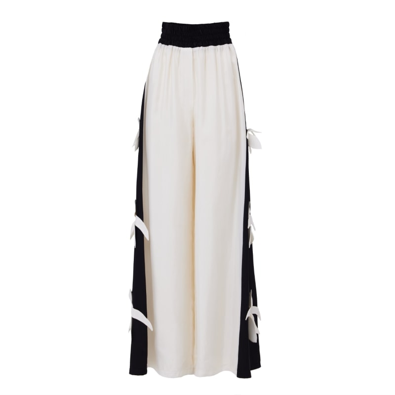 Thumbnail of High-Waisted Palazzo Pants White Black image