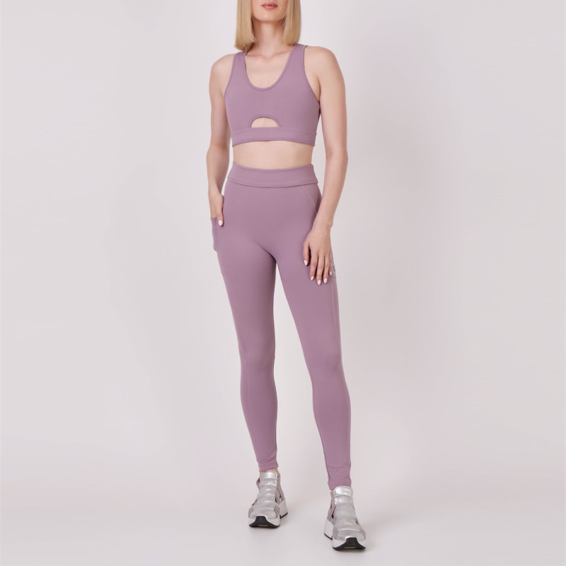 High Waisted Tech Bio Attivo Legging With Pockets Lavanda by Balletto  Athleisure Couture