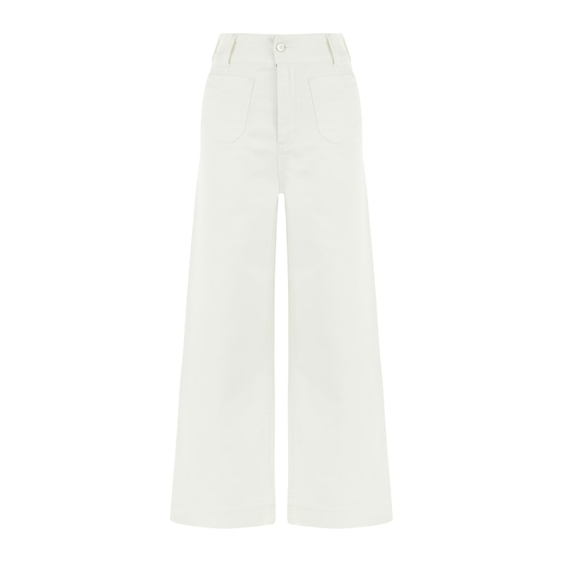 Thumbnail of High Waisted Wide Leg Jeans-Ecru image