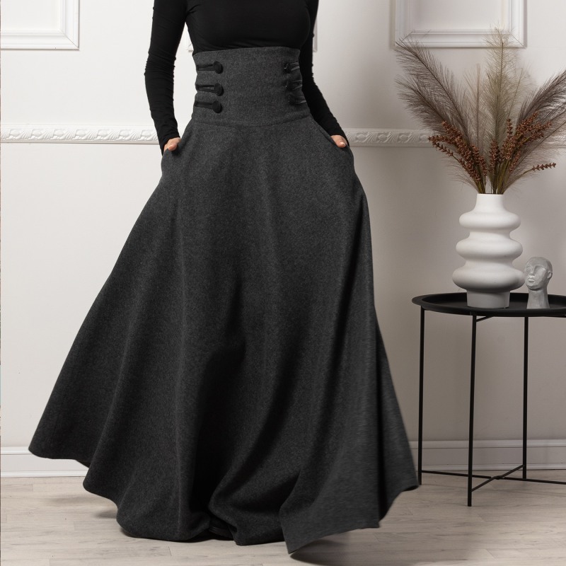 Long maxi skirt high waist hot sale