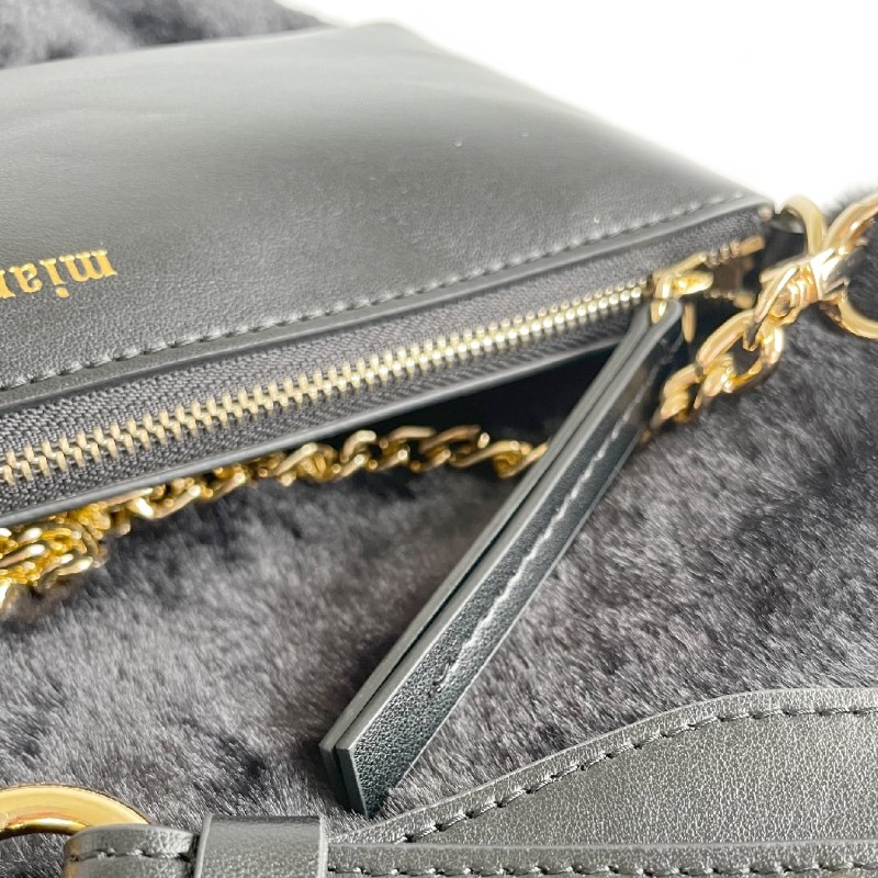 Thumbnail of Ambriosa Vegan Apple Leather Faux Fur Shoulder Bag Black image