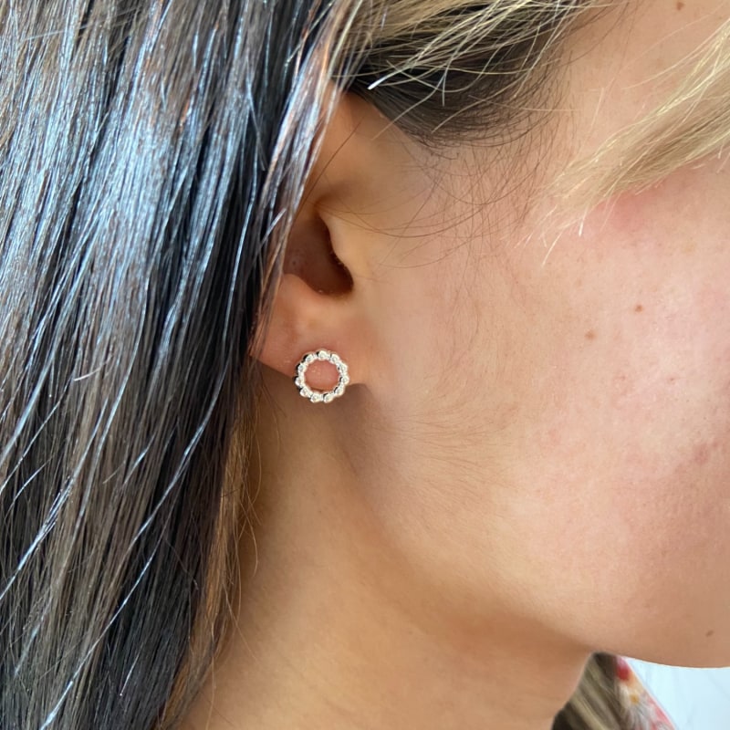 Beaded circle stud hot sale earrings