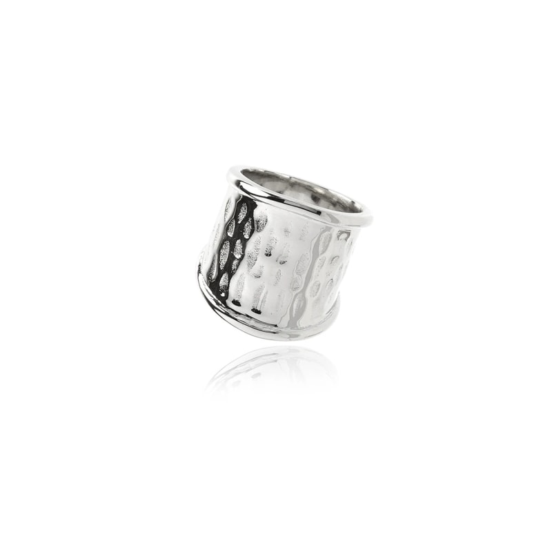 Thumbnail of Silver Hammered Barrel Ring image