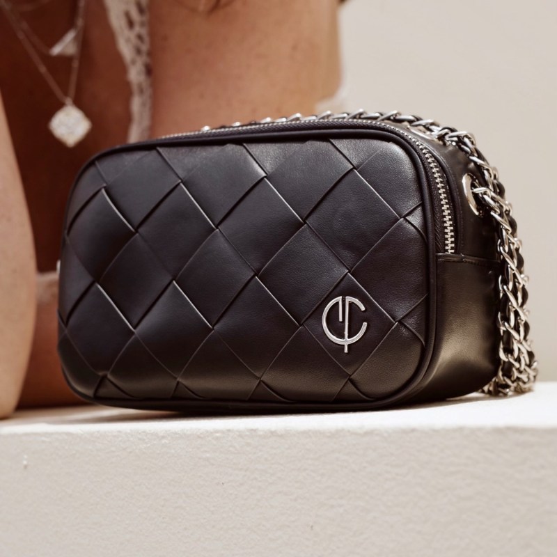 Black Runway Leather Camera Bag Silver Hardware CVLCHA Wolf & Badger