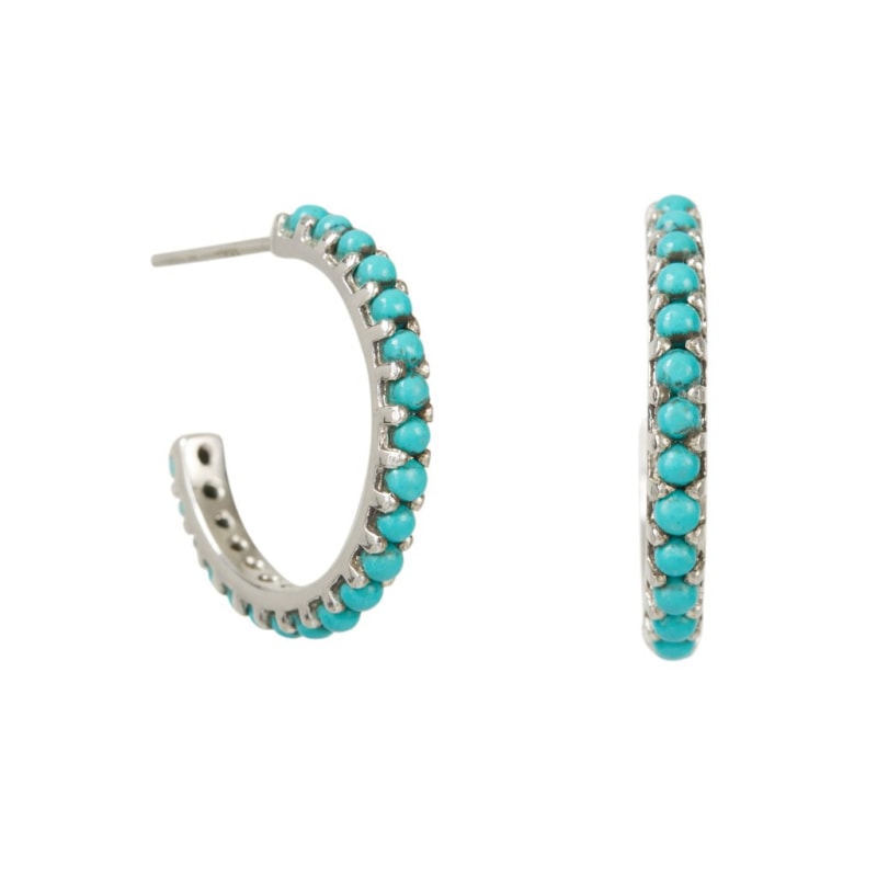 Thumbnail of Halo Radiance Silver Hoop Earrings - Turquoise image