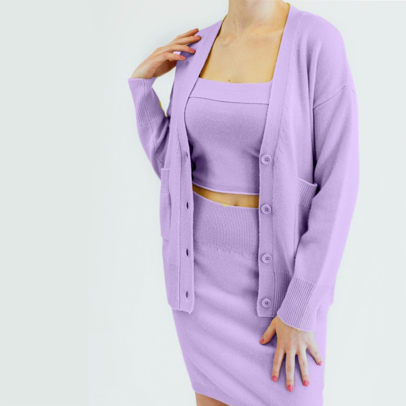 Thumbnail of Cashmere V-Neck Cardigan - Lavender image