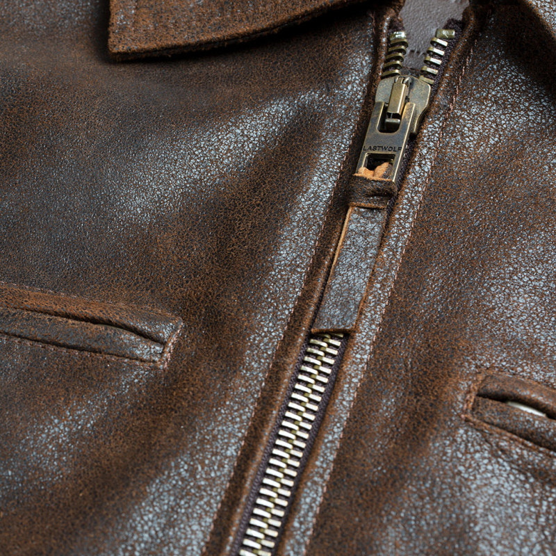 Thumbnail of Rainier Moto Leather Jacket - Cracked Brown image