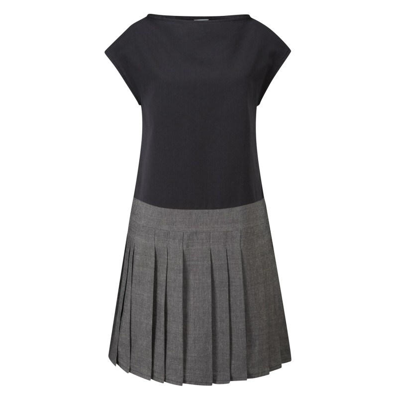 Thumbnail of Pleated Brigit Dress Black & Grey In Organic Cotton image