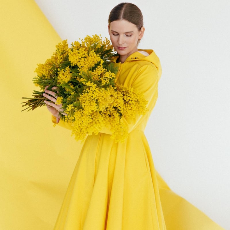 Yellow raincoat dress sales