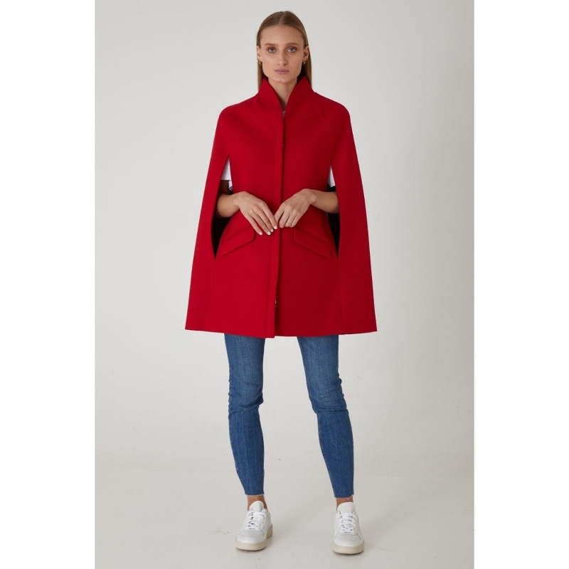 Chelsea Wool Cashmere Cape Red by Allora