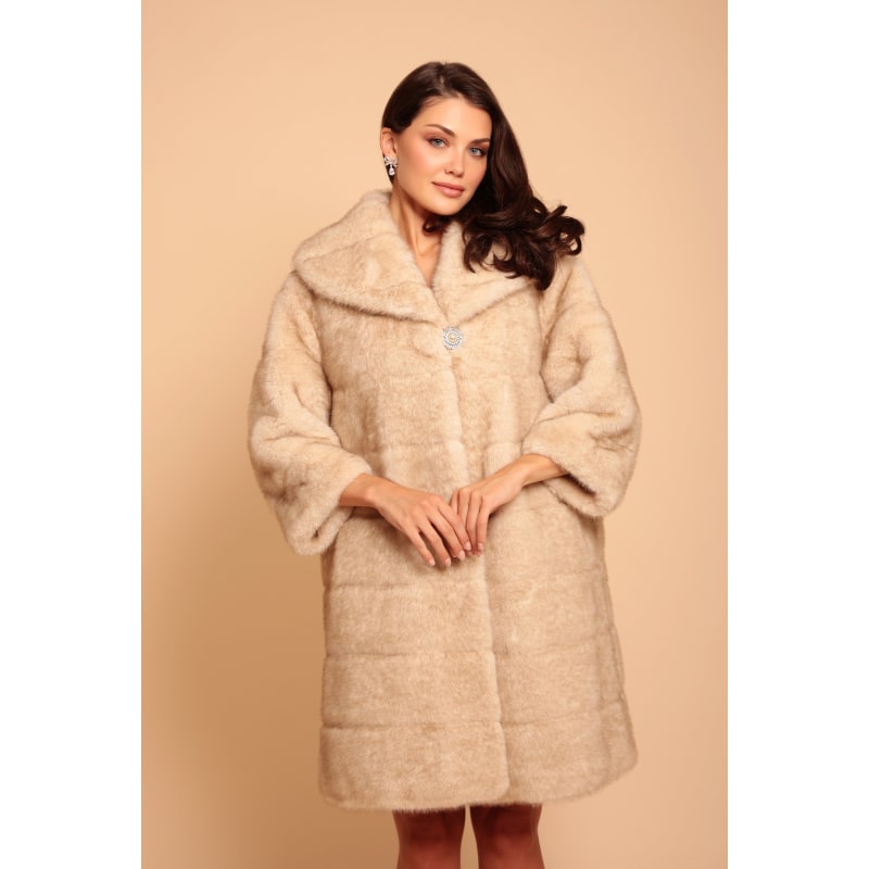 Thumbnail of 'Hollywood' Faux Fur Coat In Crema image