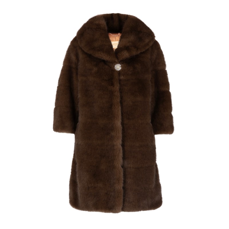 Thumbnail of 'Hollywood' Faux Fur Coat In Marrone image