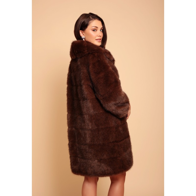 Thumbnail of 'Hollywood' Faux Fur Coat In Marrone image