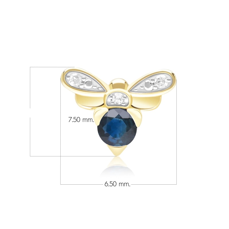 Thumbnail of Honeycomb Inspired Blue Sapphire & Diamond Bee Pin In Yellow Gold image