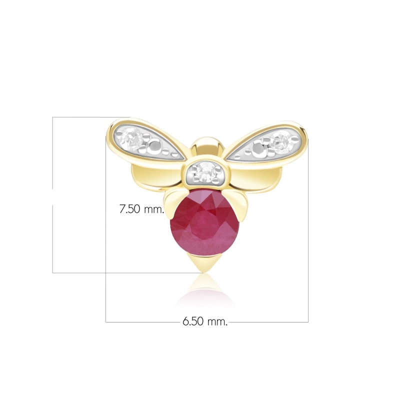 Thumbnail of Honeycomb Inspired Ruby & Diamond Bee Pin In Yellow Gold image