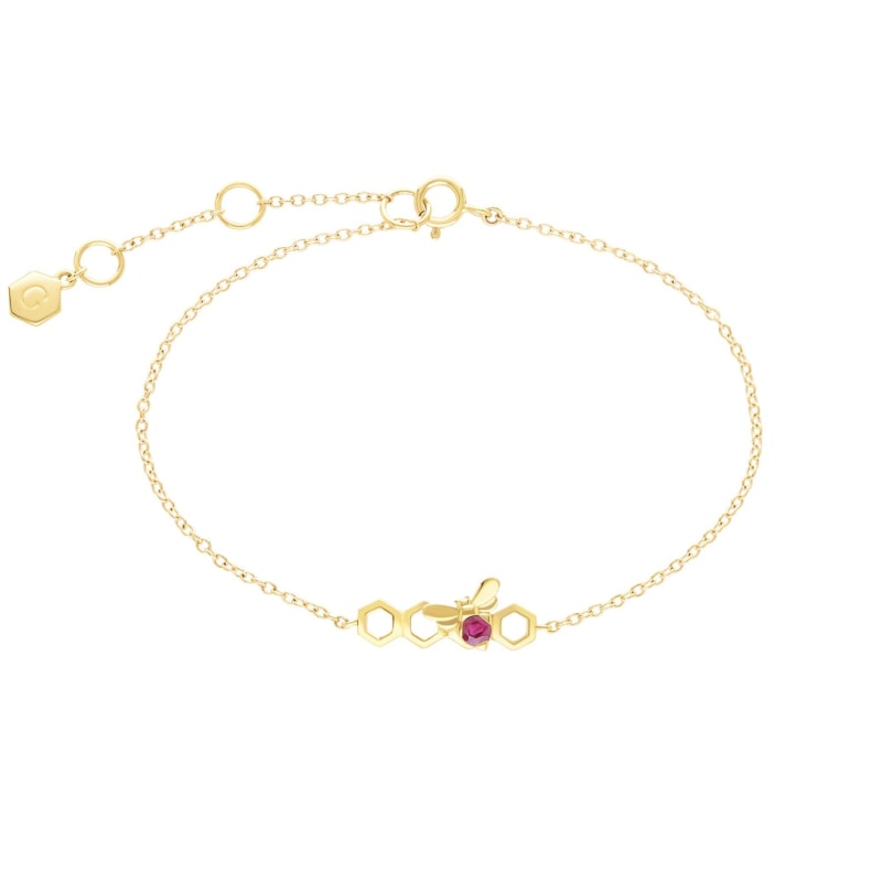 Thumbnail of Honeycomb Inspired Ruby Link Bracelet In Yellow Gold image