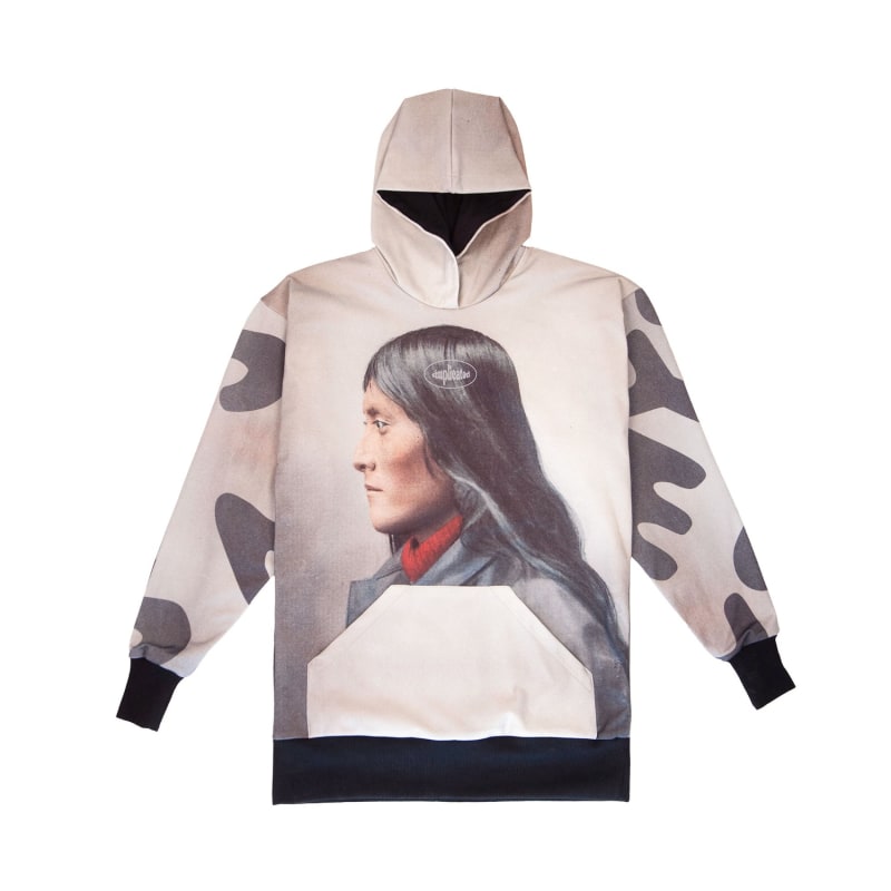 Full Print Hoodie In Beige With Native American Design
