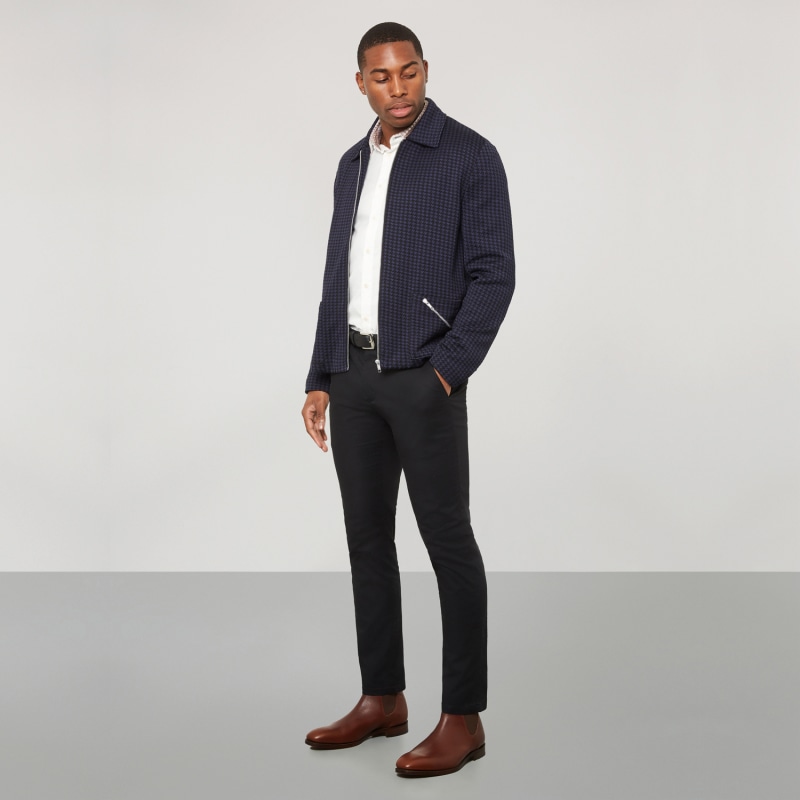 Navy knitted jacket clearance