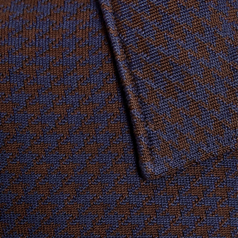 Thumbnail of Houndstooth Knitted Jacket - Navy & Brown image