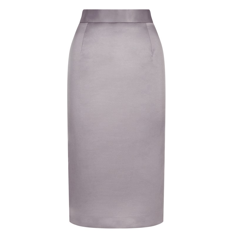 Thumbnail of Cotton-Blend Sateen Pencil Skirt - Light Grey image