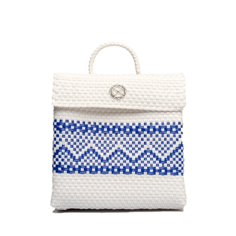 Thumbnail of Backpack White Blue Aztec Stripe image