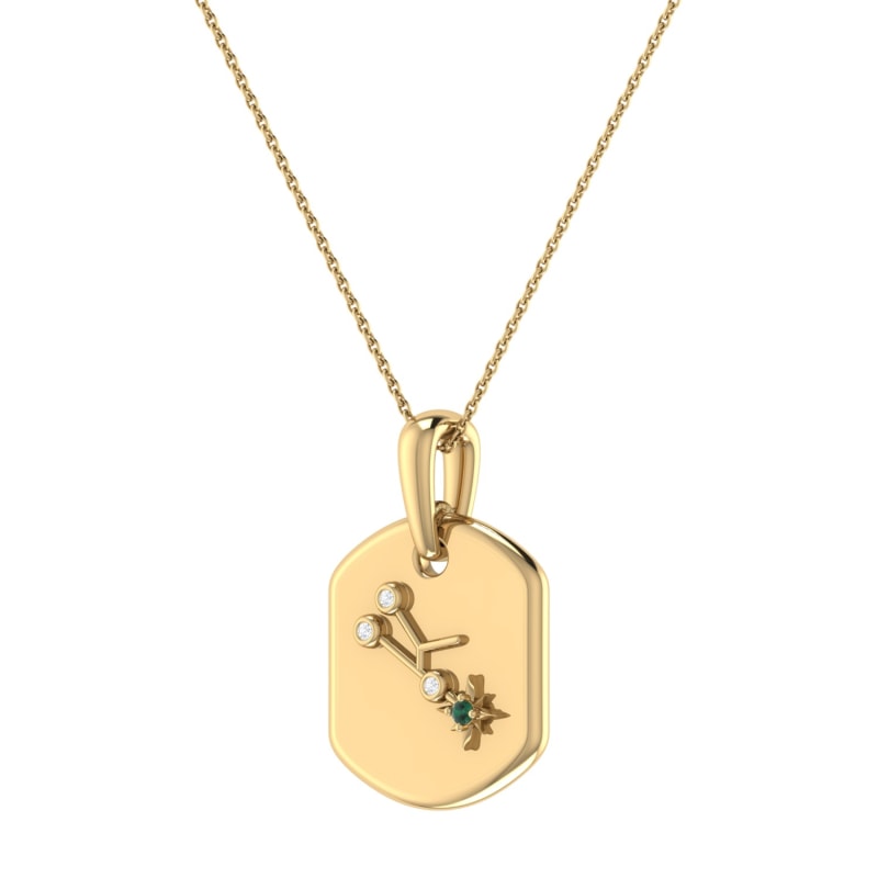 Thumbnail of Taurus Bull Constellation Tag Pendant Necklace In 14 Kt Yellow Gold Vermeil image