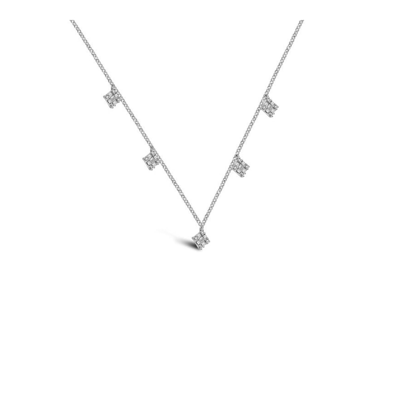 Thumbnail of 18K White Gold Rhombus Shape Diamond Necklace / Choker image