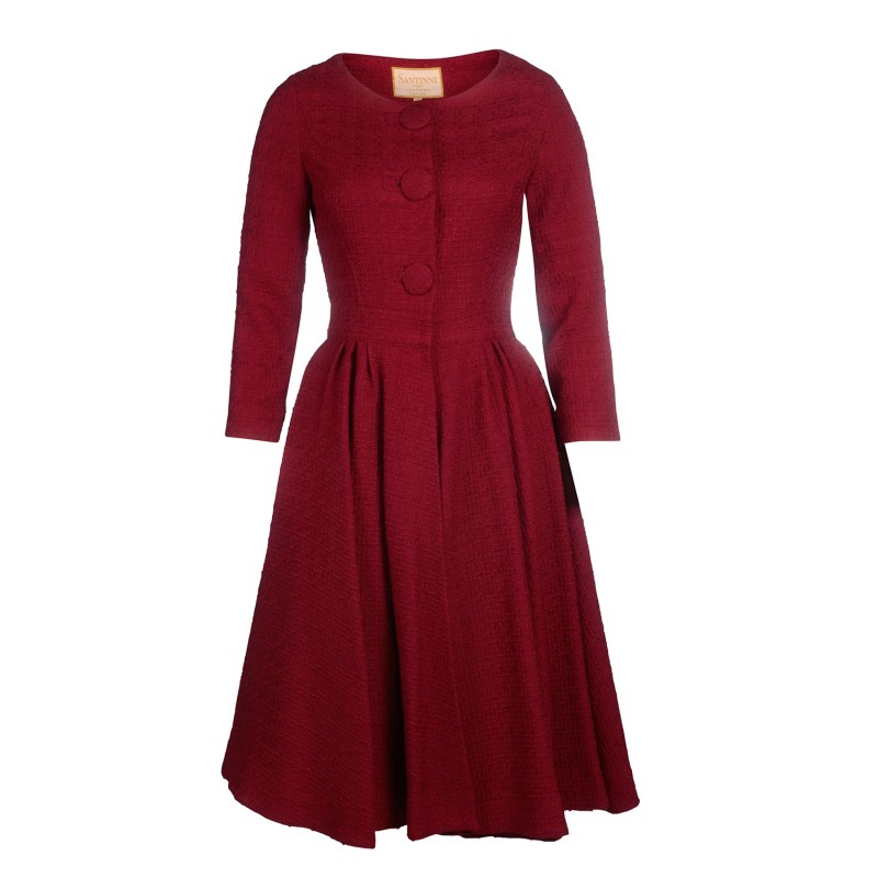 Thumbnail of 'Lady' Italian Wool Swing Dress Coat In Rosso image