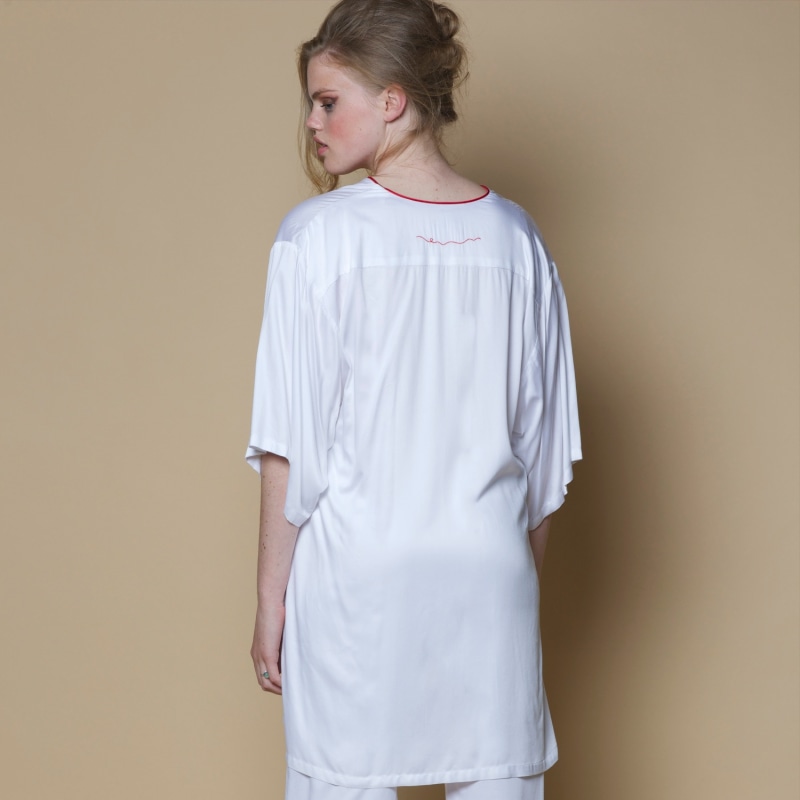 Thumbnail of Vegan Silk Bamboo Short Kaftan Tunic Dress White image