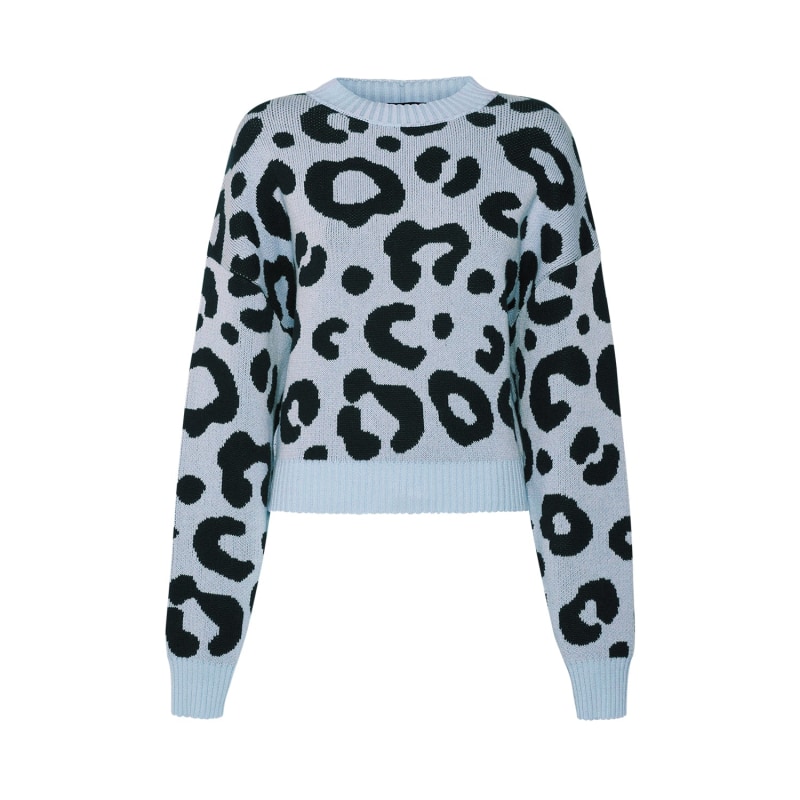 Thumbnail of Denver Light Blue/Black Leopard-Jacquard Jumper image