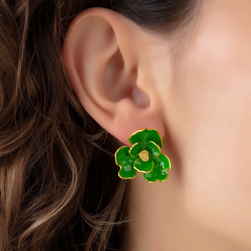 Green rose new arrivals earrings